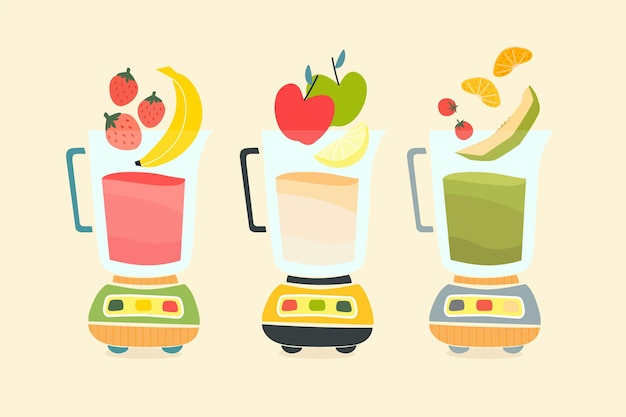 Free Vector flat smoothies in blender glass