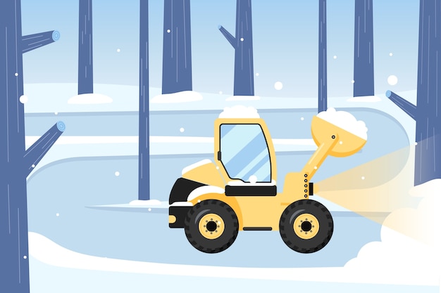 Flat snow car illustration