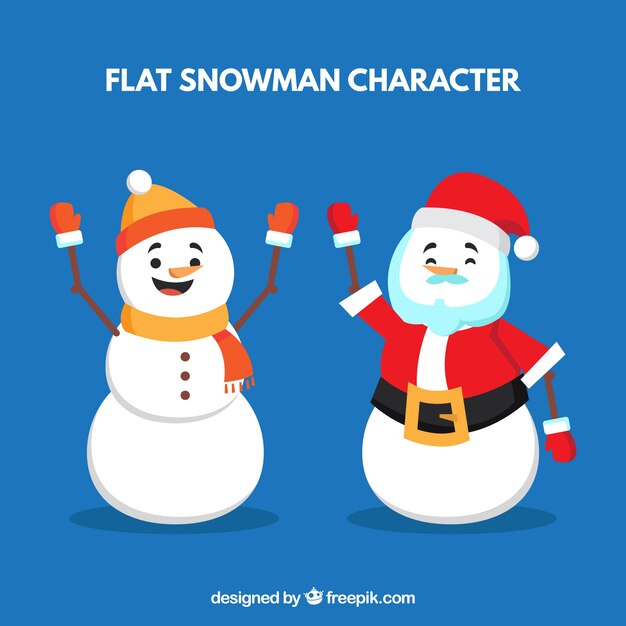 Flat snowman characters