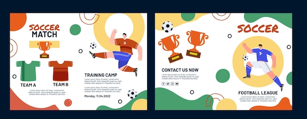 Flat soccer brochure template