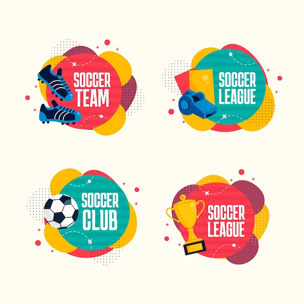 Free Vector flat soccer labels collection