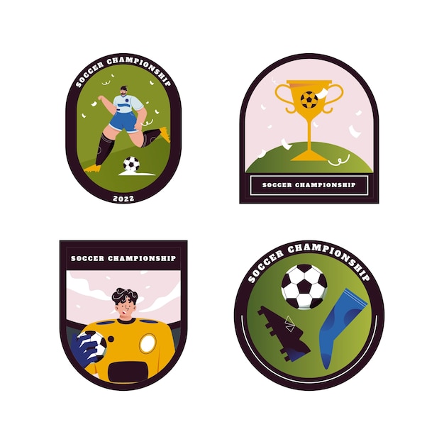 Free vector flat soccer labels set