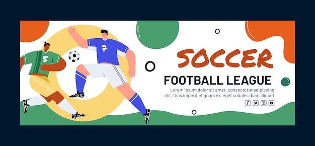 Flat soccer social media cover template