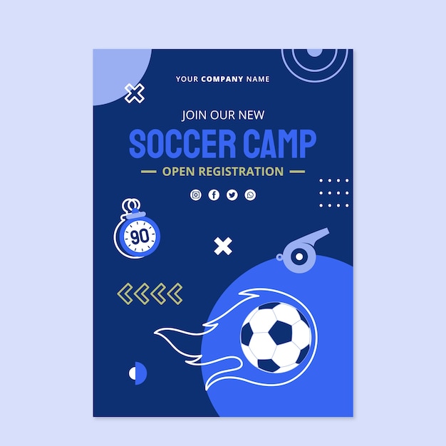 Flat soccer vertical poster template