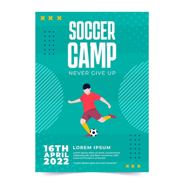 Flat soccer vertical poster template