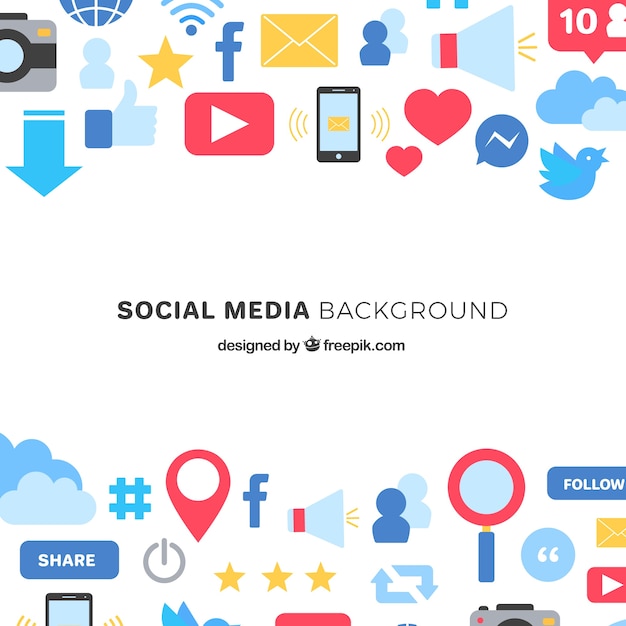 Free Vector flat social media background with colorful icons