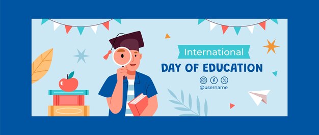 Flat social media cover for international day of education