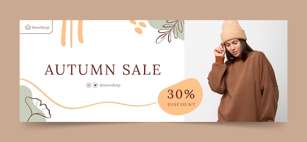 Free vector flat social media cover template for autumn celebration