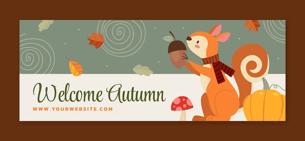 Flat social media cover template for autumn celebration