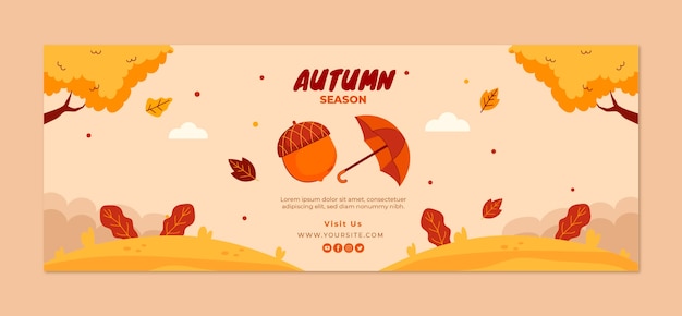 Flat social media cover template for autumn celebration