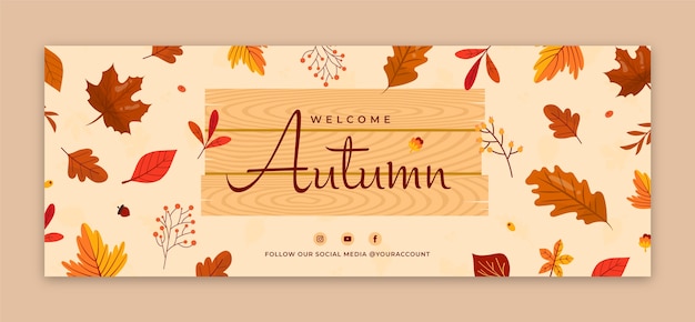 Flat social media cover template for autumn celebration