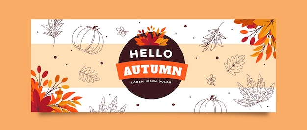 Free vector flat social media cover template for autumn celebration