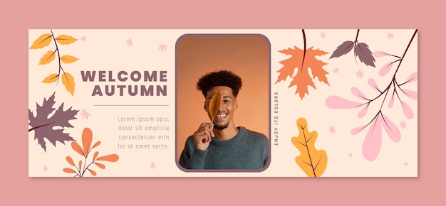 Flat social media cover template for autumn celebration