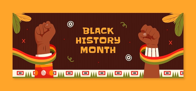 Free Vector flat social media cover template for black history month celebration