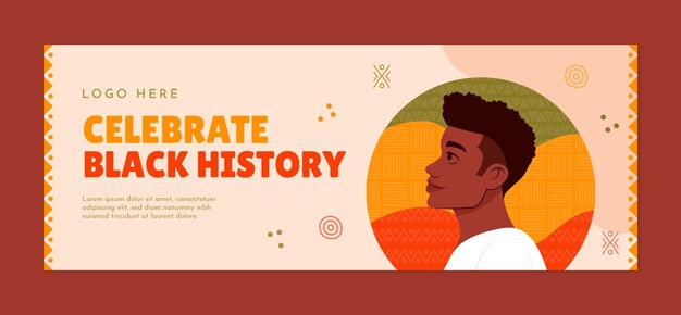 Flat social media cover template for black history month celebration