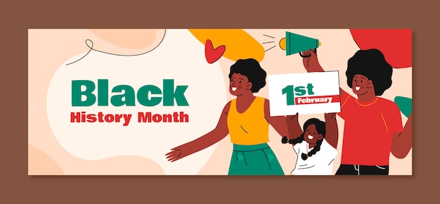 Free Vector flat social media cover template for black history month celebration