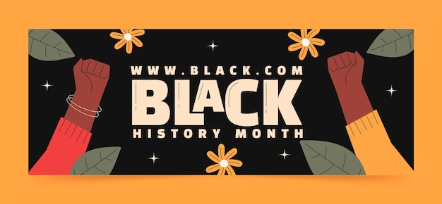 Free vector flat social media cover template for black history month celebration