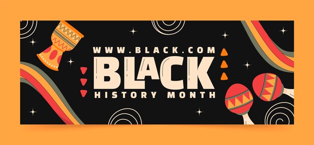 Free vector flat social media cover template for black history month celebration