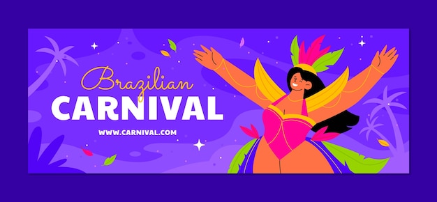 Flat social media cover template for brazilian carnival celebration