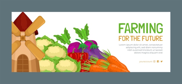 Free Vector flat social media cover template for farming and cultivation