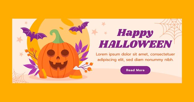 Flat social media cover template for halloween season celebration