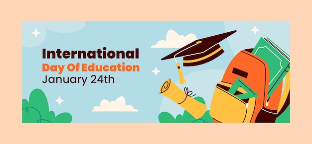 Flat social media cover template for international day of education