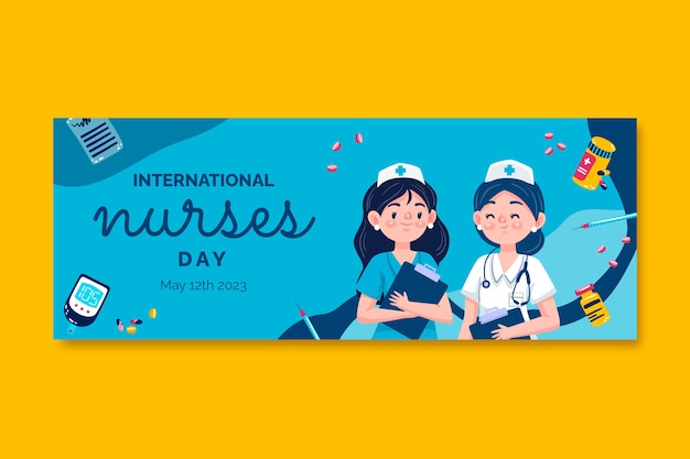 Free vector flat social media cover template for international nurses day celebration