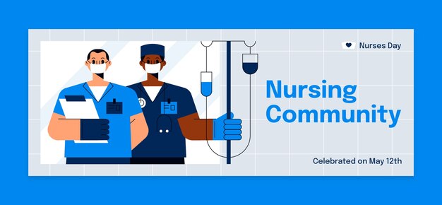 Flat social media cover template for international nurses day celebration