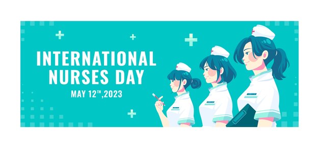 Flat social media cover template for international nurses day celebration