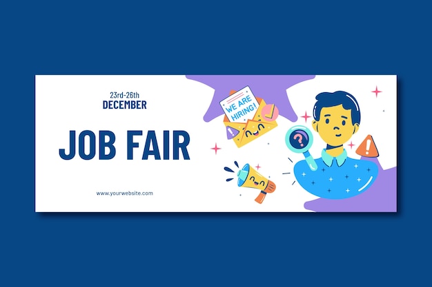 Free Vector flat social media cover template for job fair event