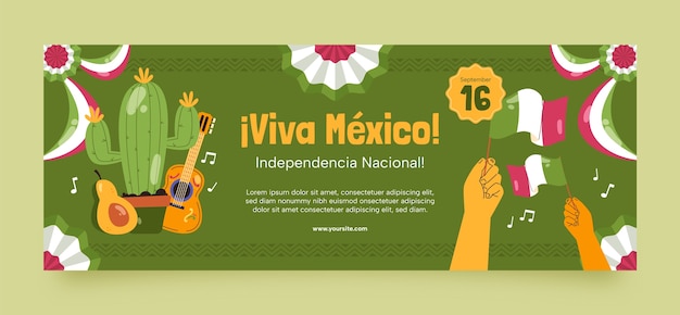 Flat social media cover template for mexico independence day celebration