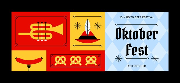 Flat social media cover template for oktoberfest celebration