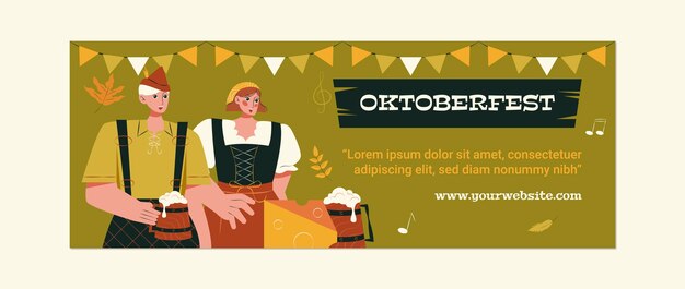 Flat social media cover template for oktoberfest festival