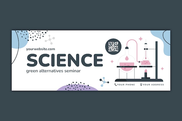 Flat social media cover template for science research