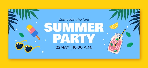 Free Vector flat social media cover template for summer season celebration