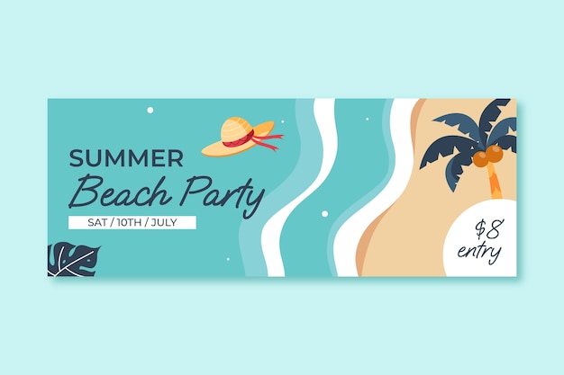 Free Vector flat social media cover template for summertime