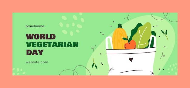 Flat social media cover template for world vegetarian day