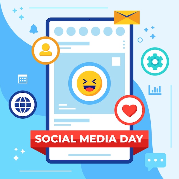 Flat social media day illustration