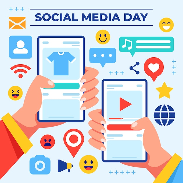 Flat social media day illustration