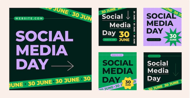 Free Vector flat social media day instagram posts collection