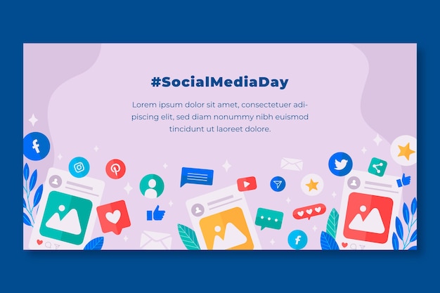 Flat social media day social media post template