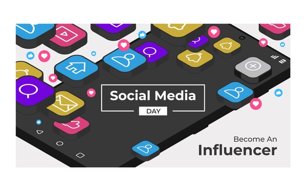 Flat social media day social media post template