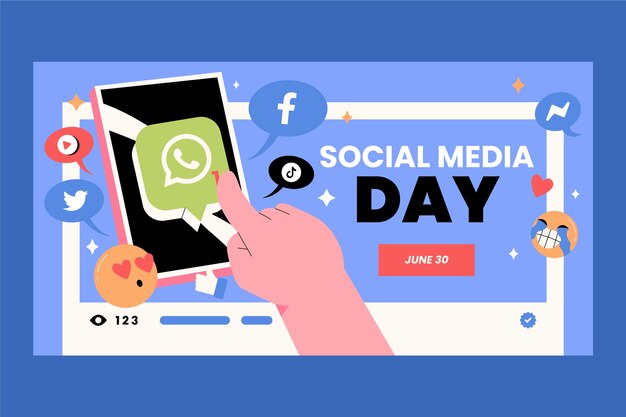 Flat social media day social media post template