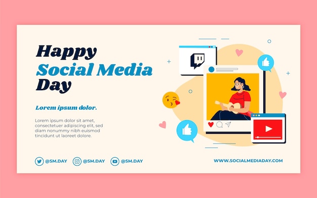 Free Vector flat social media day social media post template