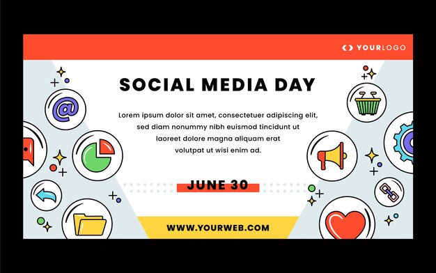 Flat social media day social media post template