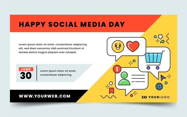 Flat social media day social media post template