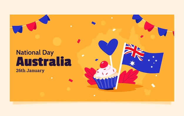 Free Vector flat social media post template for australian national day