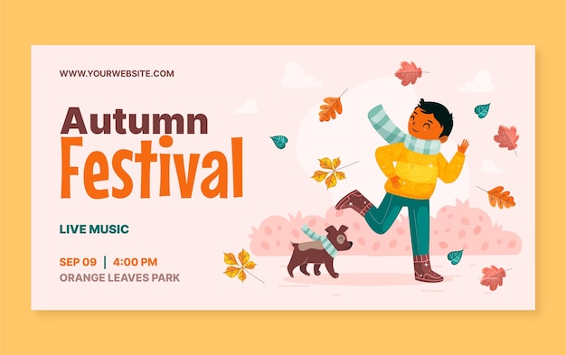 Flat social media post template for autumn celebration