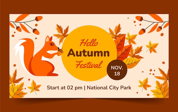 Flat social media post template for autumn celebration