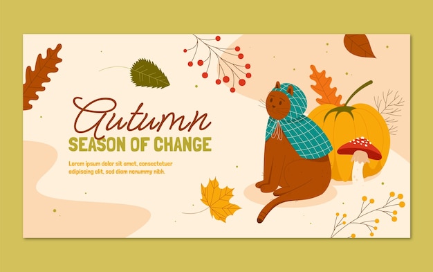 Flat social media post template for autumn celebration